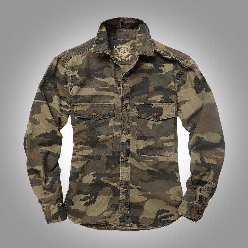 Tooling Shirt Long-sleeved Jacket Camouflage Tooling Military Jacket Thick Twill