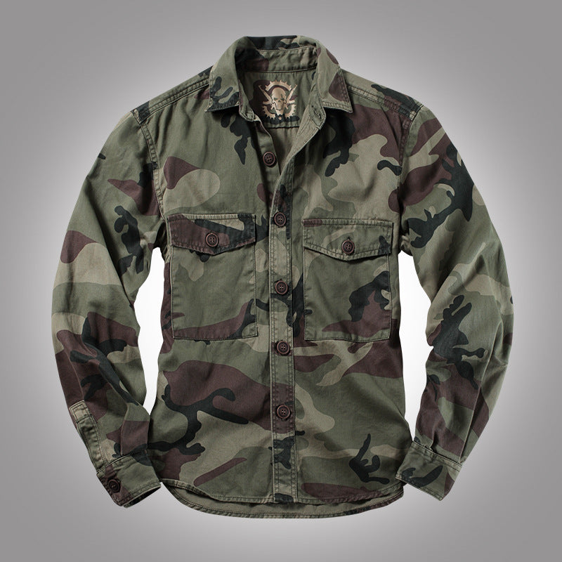 Tooling Shirt Long-sleeved Jacket Camouflage Tooling Military Jacket Thick Twill