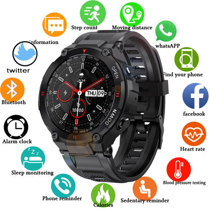 Smart watch bluetooth call full round screen outdoor rugged sports