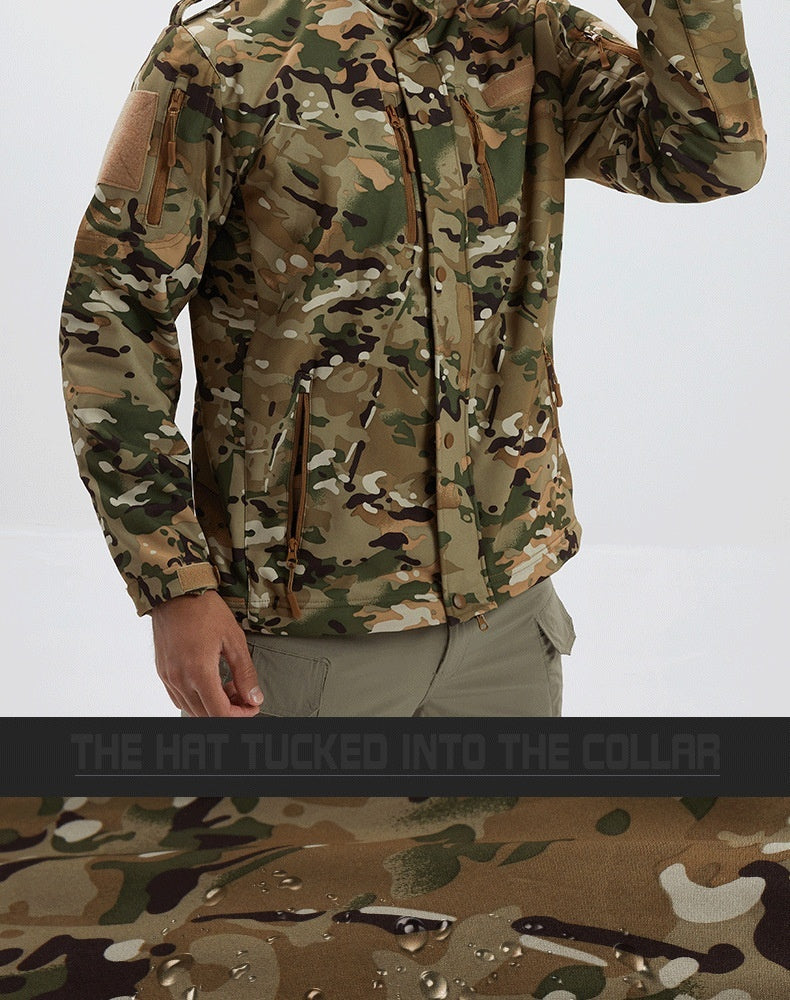 Men's Fleece Jacket Camouflage Waterproof Soft Shell Jacket