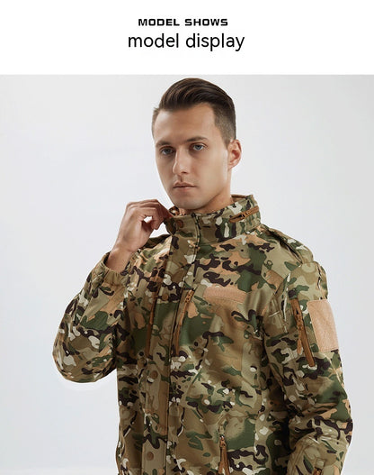 Men's Fleece Jacket Camouflage Waterproof Soft Shell Jacket