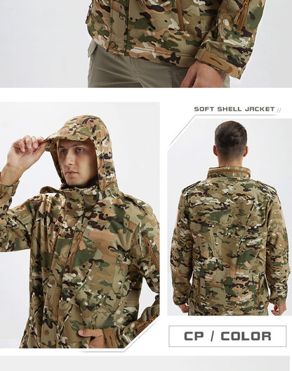 Men's Fleece Jacket Camouflage Waterproof Soft Shell Jacket