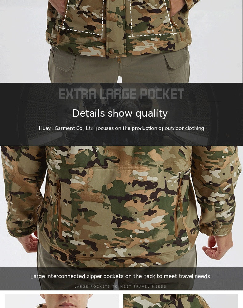 Men's Fleece Jacket Camouflage Waterproof Soft Shell Jacket