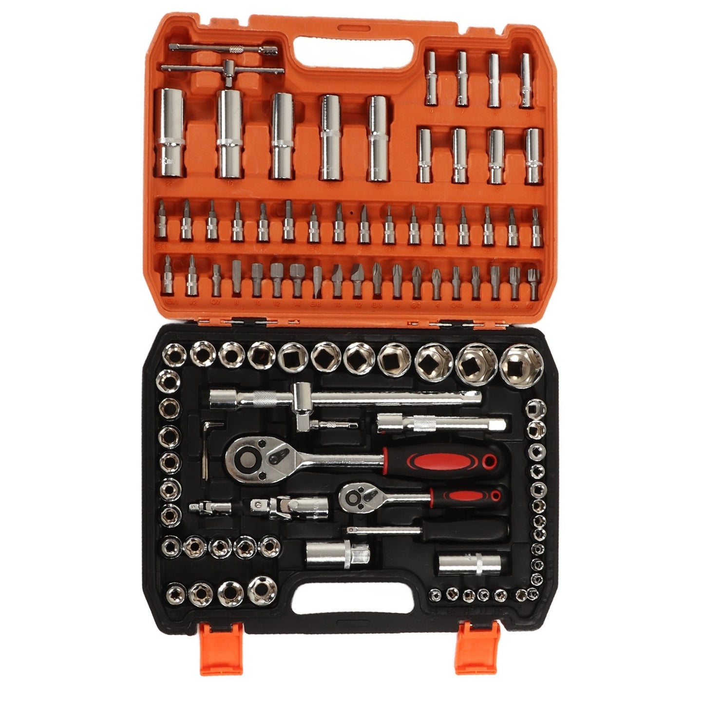 108 Pieces Mechanical Repair Tools Impact Socket Assortment Kit Ratchet and Hex Wrenches Screwdriver Bits