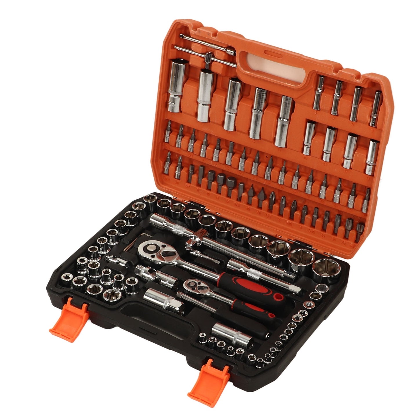 108 Pieces Mechanical Repair Tools Impact Socket Assortment Kit Ratchet and Hex Wrenches Screwdriver Bits