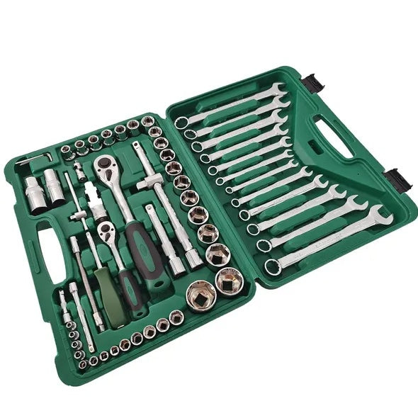 61-Piece Mechanics Tool Set, Socket Tool Set - Including Ratchet Set Metric Drive Socket Wrenches Set, For Auto Repair Machine Repair