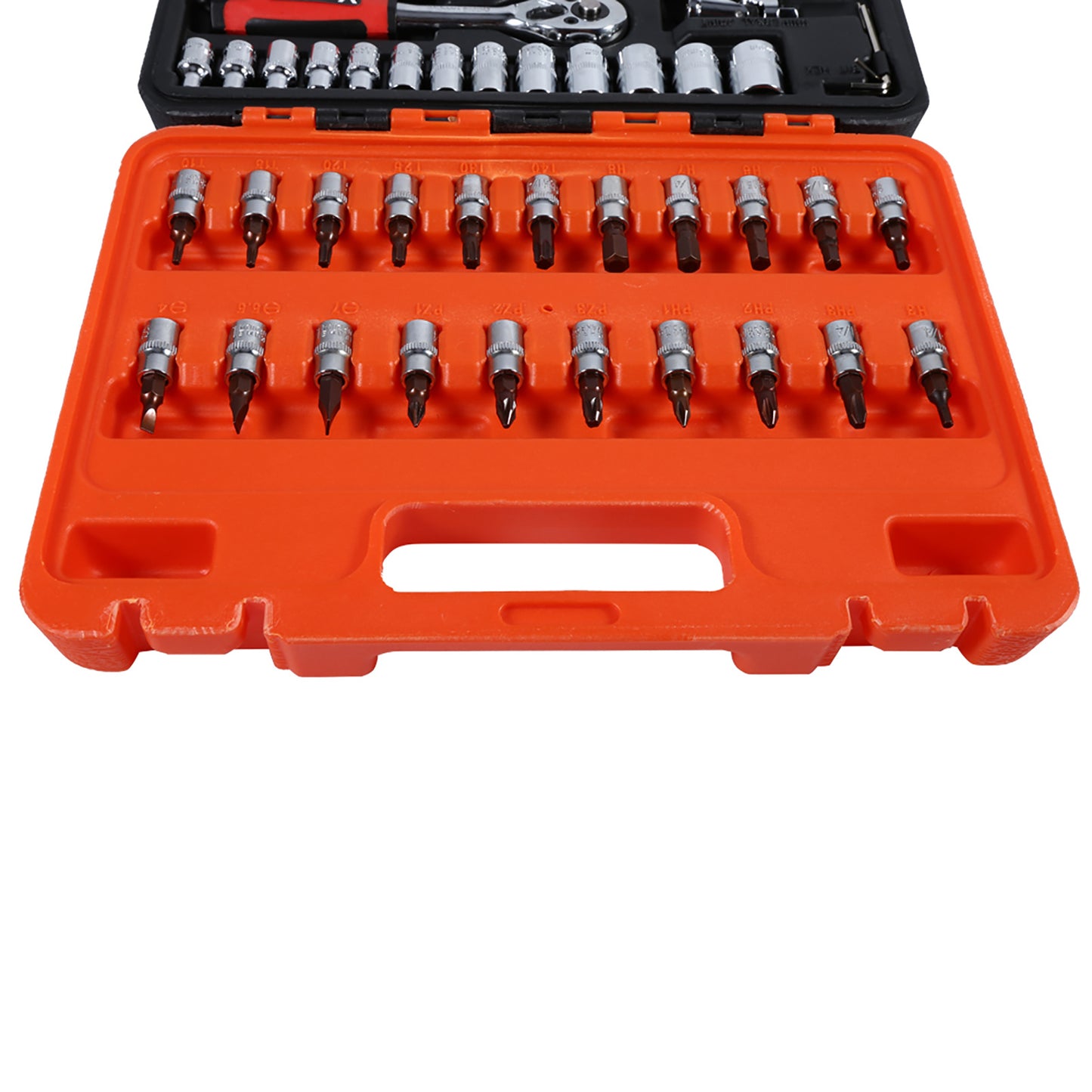 46pcs Socket Spanner Wrench Set 1/4" Drive Metric Extension Bar with Box