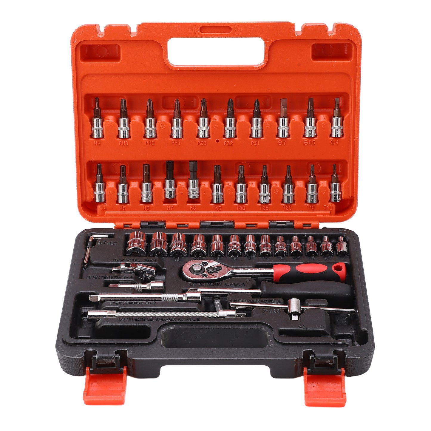 46pcs Socket Spanner Wrench Set 1/4" Drive Metric Extension Bar with Box