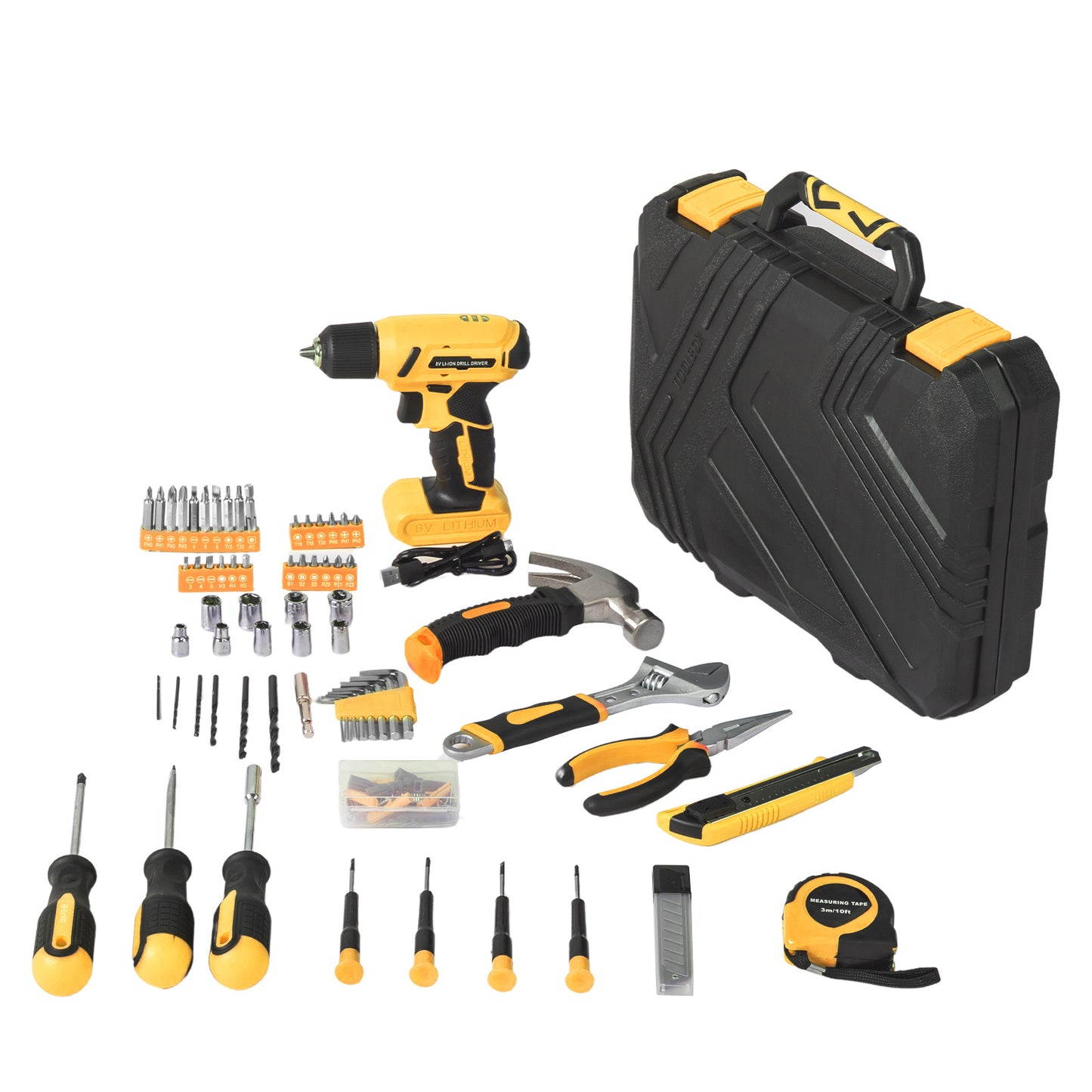 146pc 8v Electric Drill Plastic Box Tool Set